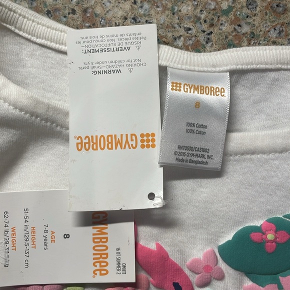 Gymboree white top seahorses fish starfish heart flowers cap sleeve girls size 8 - Picture 5 of 6